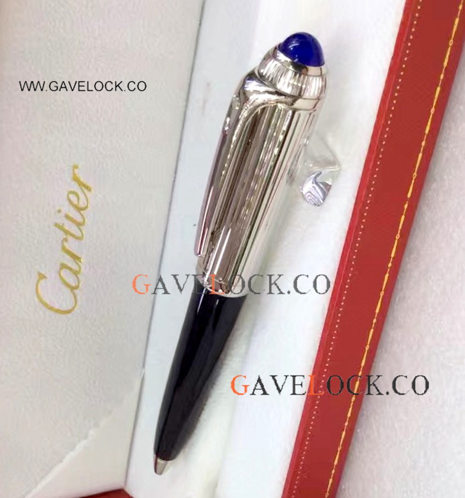 Buy Replica Cartier Pen Roadster Ballpoint Pen Black & Silver Cartier Pens